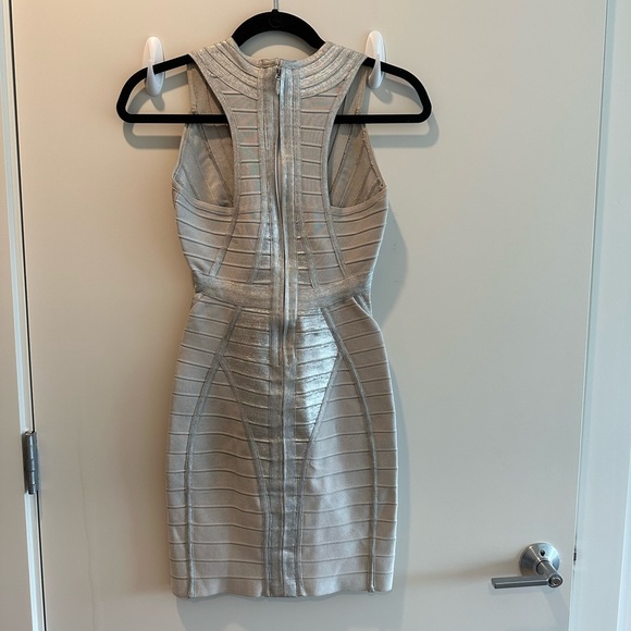Mini Herve Ledger Bondage Silver Metallic Dress - Picture 5 of 6